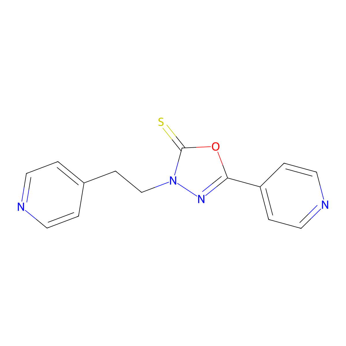5-Pyridin-4-yl-3-(2-pyridin-4-ylethyl)-1,3,4-oxadiazole-2-thione molecular structure, CAS 330558-98-0