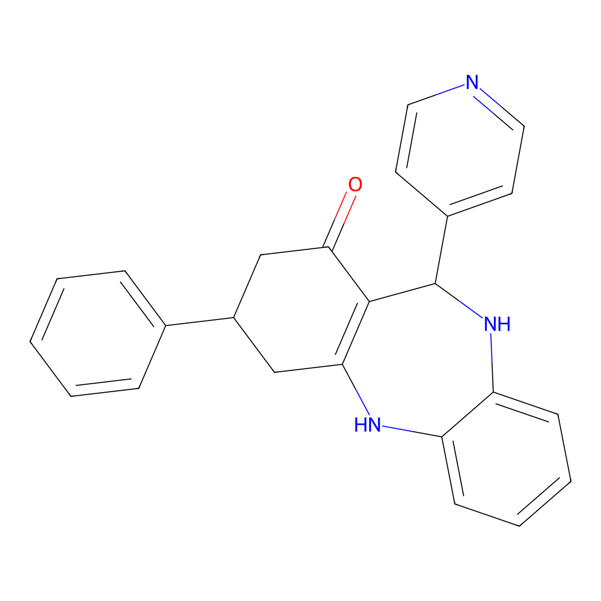9-Phenyl-6-pyridin-4-yl-5,6,8,9,10,11-hexahydrobenzo[b][1,4]benzodiazepin-7-one molecular structure, CAS 330559-01-8