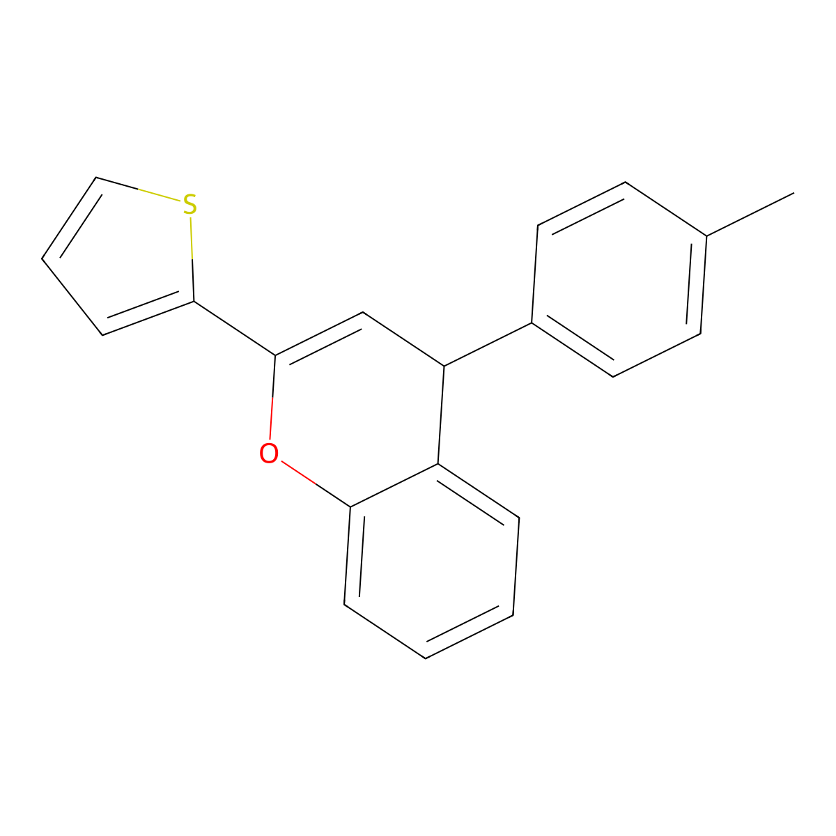 4-(4-methylphenyl)-2-thiophen-2-yl-4H-chromene molecular structure, CAS 330559-05-2