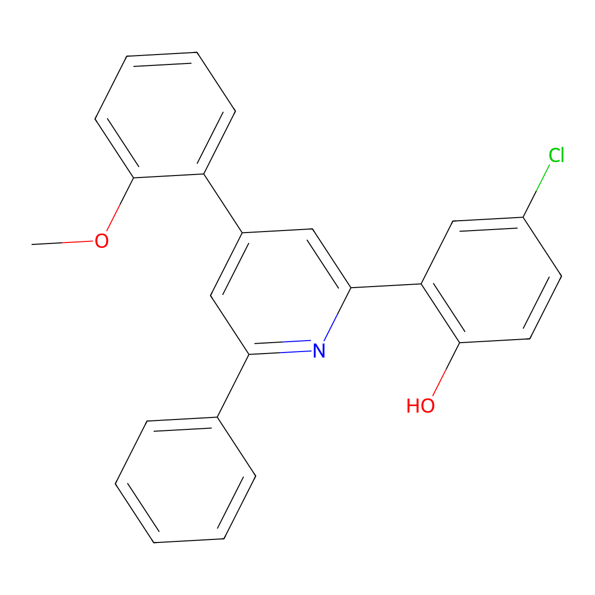 4-Chloro-2-{4-[2-(methyloxy)phenyl]-6-phenylpyridin-2-yl}phenol molecular structure, CAS 330559-11-0
