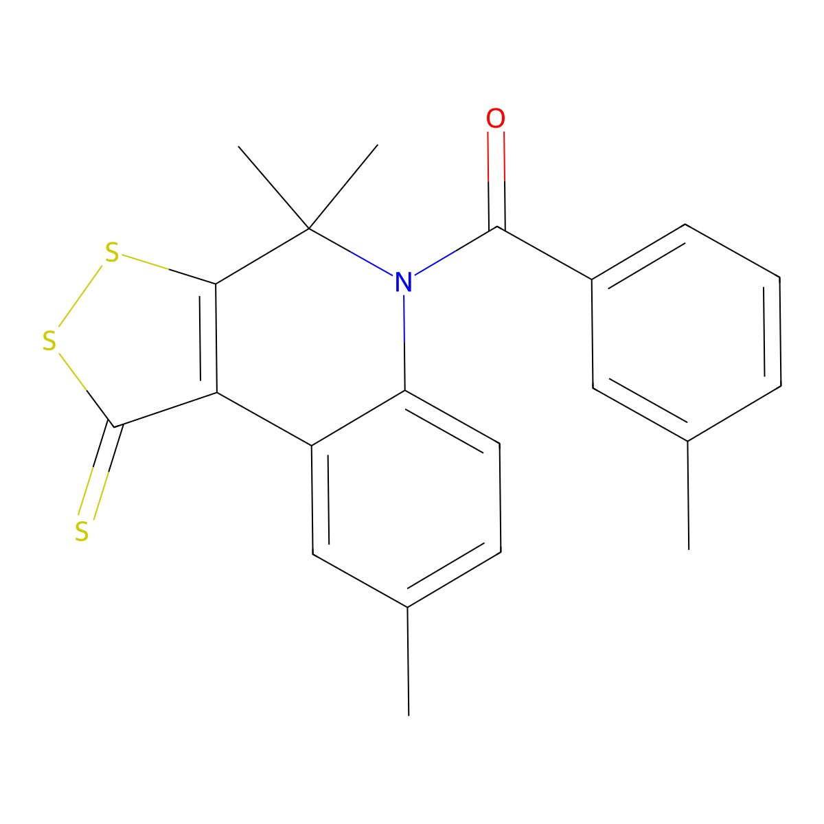 (3-methylphenyl)(4,4,8-trimethyl-1-thioxo-1,4-dihydro-5H-[1,2]dithiolo[3,4-c]quinolin-5-yl)methanone molecular structure, CAS 330561-01-8
