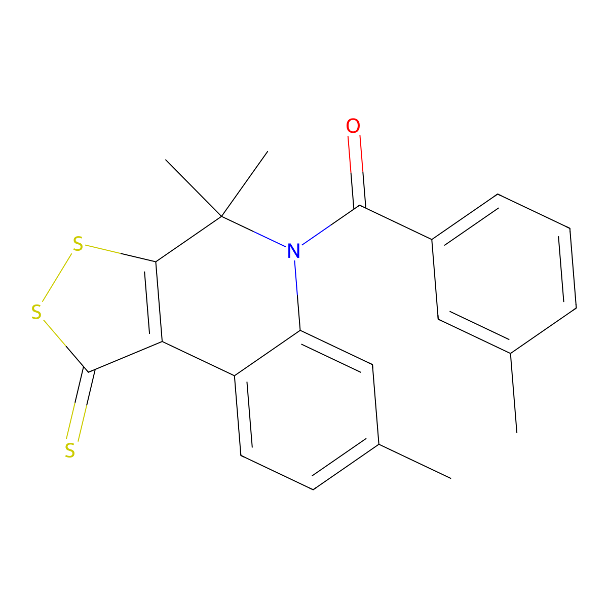 (3-methylphenyl)(4,4,7-trimethyl-1-thioxo-1,4-dihydro-5H-[1,2]dithiolo[3,4-c]quinolin-5-yl)methanone molecular structure, CAS 330561-02-9