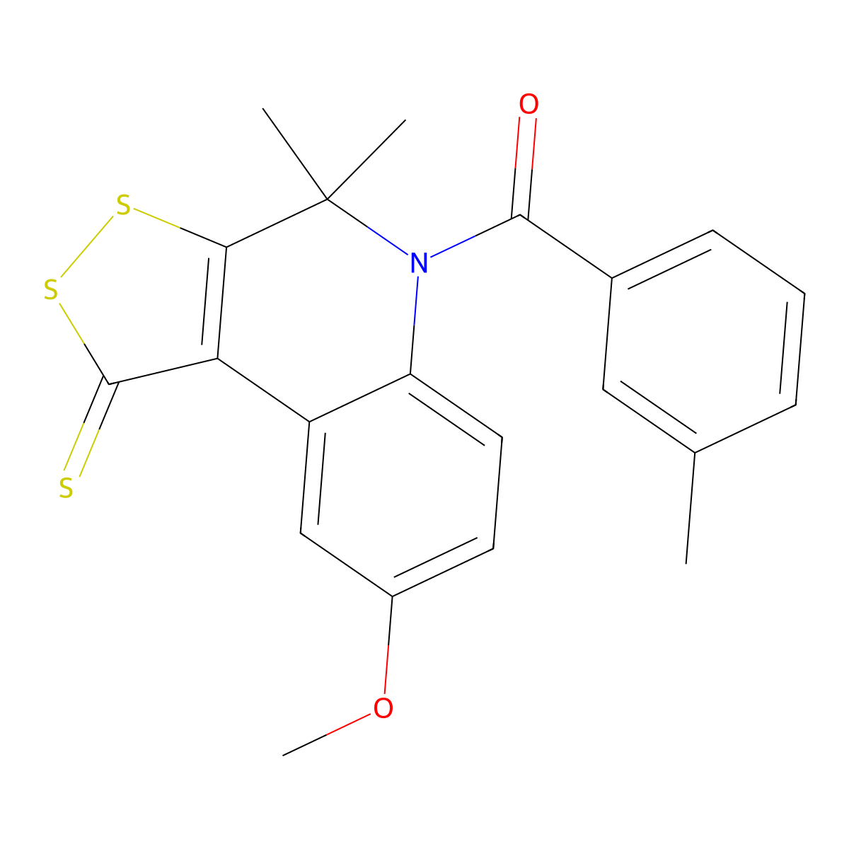 8-methoxy-4,4-dimethyl-5-(3-methylbenzoyl)-4,5-dihydro-1H-[1,2]dithiolo[3,4-c]quinoline-1-thione molecular structure, CAS 330561-05-2