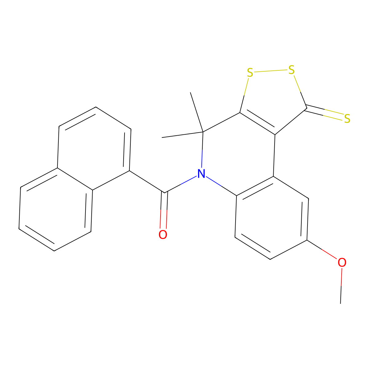 (8-methoxy-4,4-dimethyl-1-thioxo-1,4-dihydro-5H-[1,2]dithiolo[3,4-c]quinolin-5-yl)(1-naphthyl)methanone molecular structure, CAS 330561-06-3