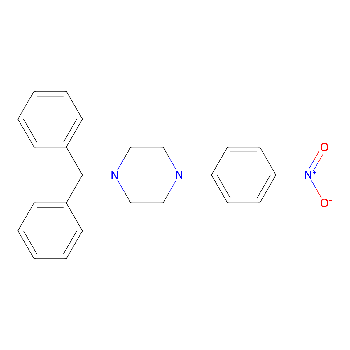 1-Benzhydryl-4-(4-nitrophenyl)piperazine molecular structure, CAS 330562-30-6