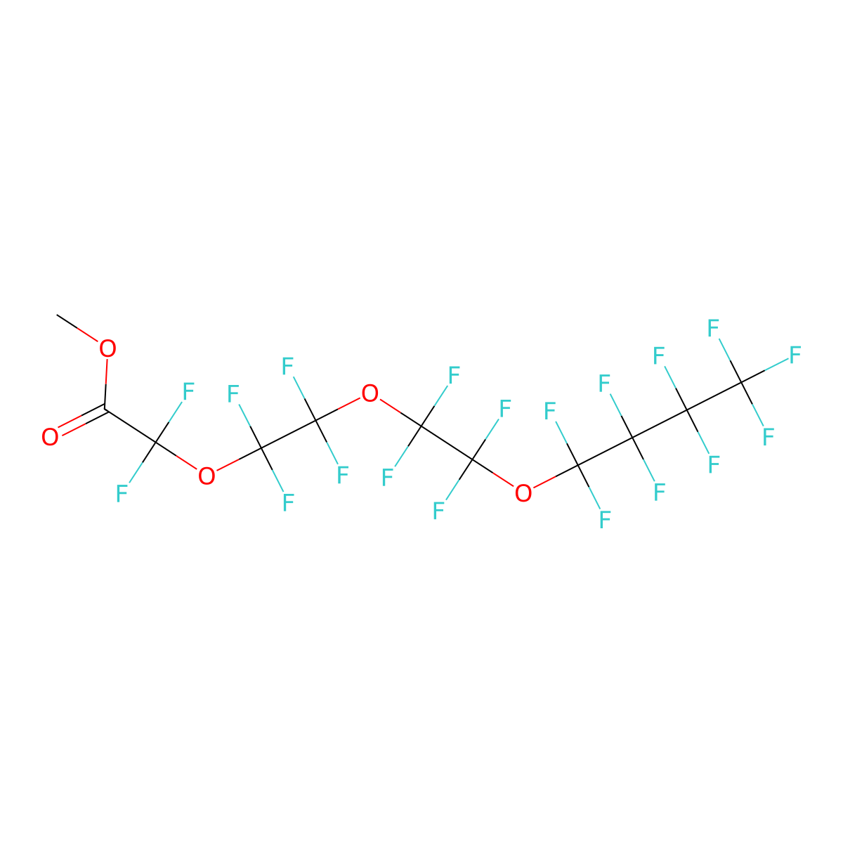 Methyl 2,2-difluoro-2-(1,1,2,2-tetrafluoro-2-(1,1,2,2-tetrafluoro-2-(1,1,2,2,3,3,4,4,4-nonafluorobutoxy)ethoxy)ethoxy)acetate molecular structure, CAS 330562-42-0