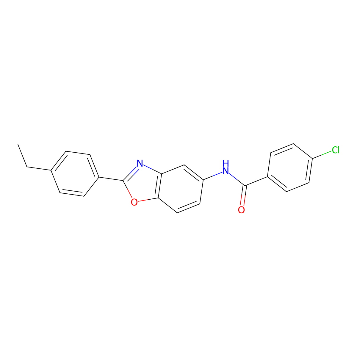 4-chloro-N-[2-(4-ethylphenyl)-1,3-benzoxazol-5-yl]benzamide molecular structure, CAS 330566-92-2
