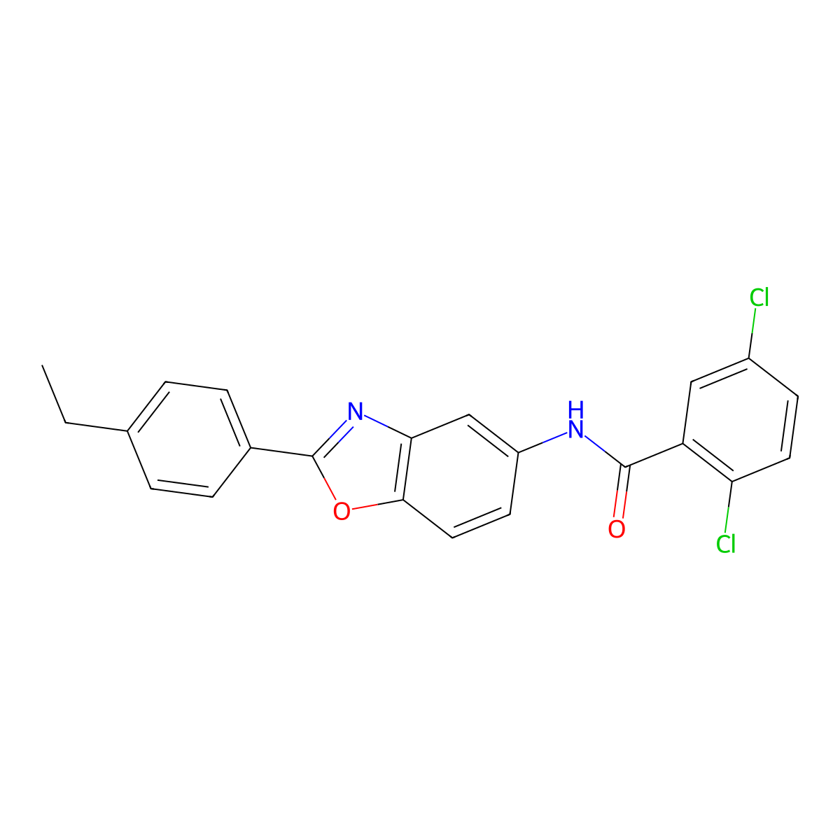 2,5-dichloro-N-[2-(4-ethylphenyl)-1,3-benzoxazol-5-yl]benzamide molecular structure, CAS 330566-94-4