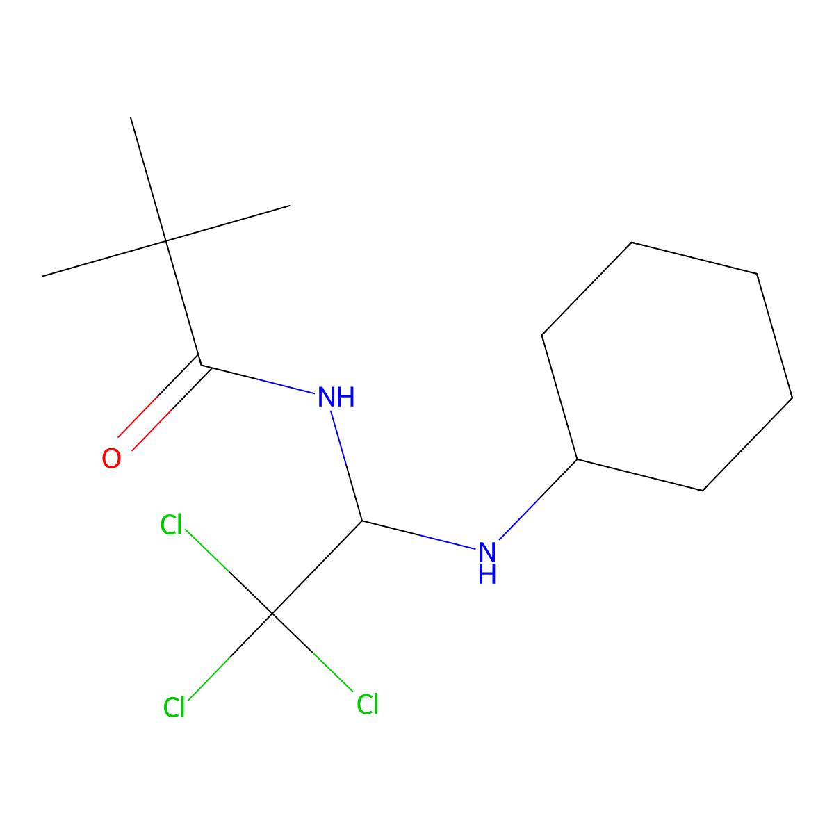 2,2-dimethyl-N-[2,2,2-trichloro-1-(cyclohexylamino)ethyl]propanamide molecular structure, CAS 330567-62-9