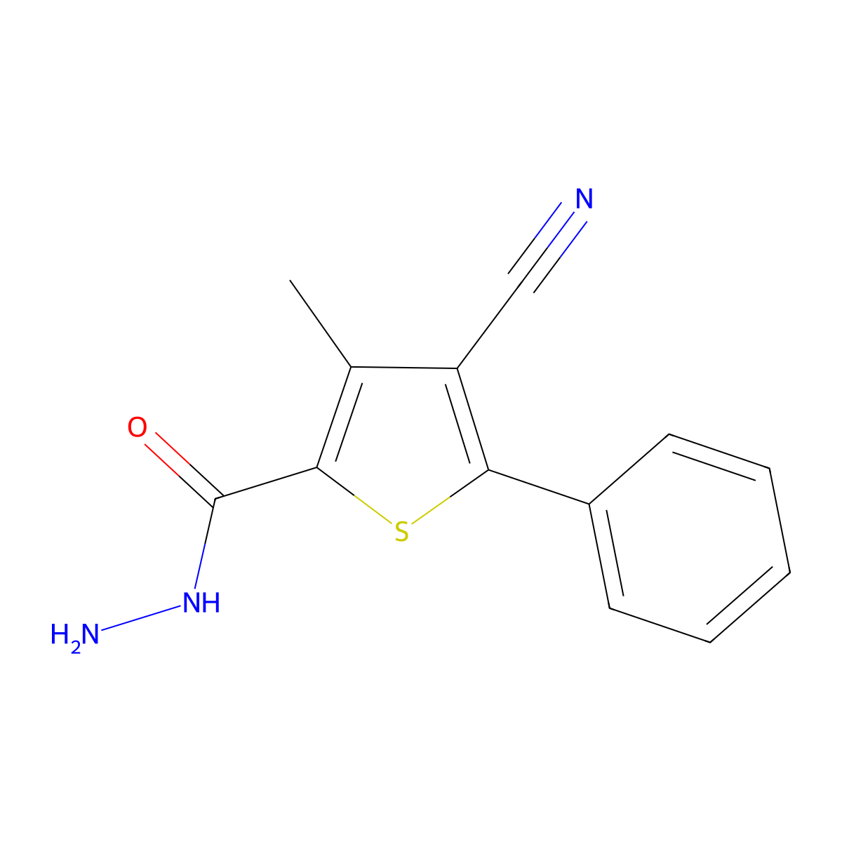 4-Cyano-3-methyl-5-phenylthiophene-2-carbohydrazide molecular structure, CAS 330568-15-5