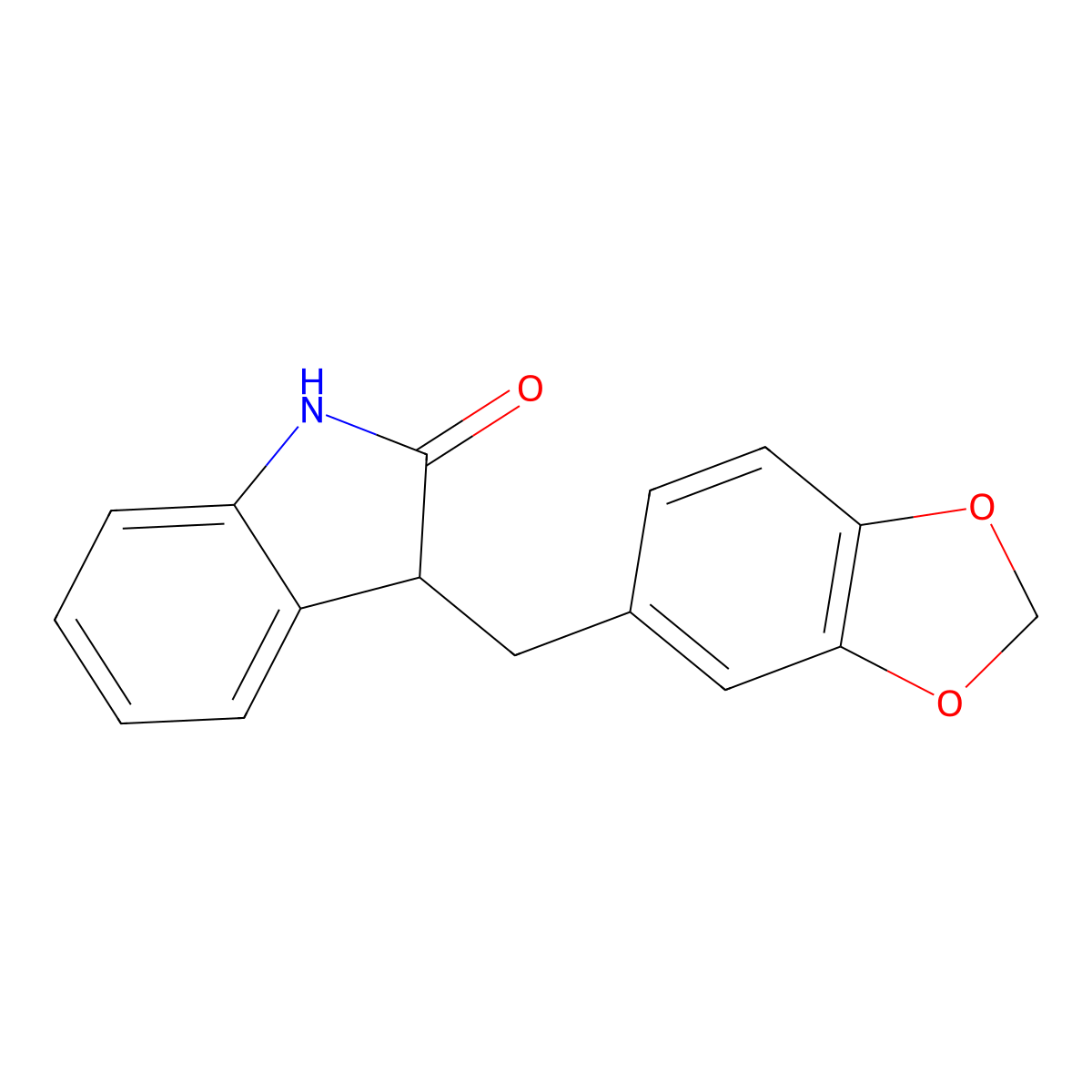 3-[(2H-1,3-benzodioxol-5-yl)methyl]-2,3-dihydro-1H-indol-2-one molecular structure, CAS 330574-07-7