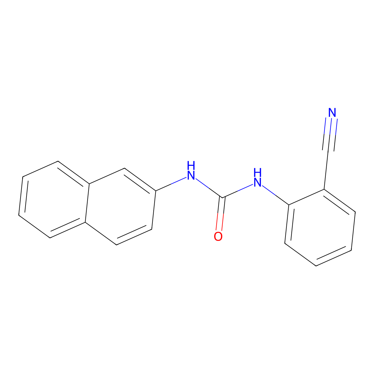 1-(2-Cyanophenyl)-3-naphthalen-2-ylurea molecular structure, CAS 330579-38-9