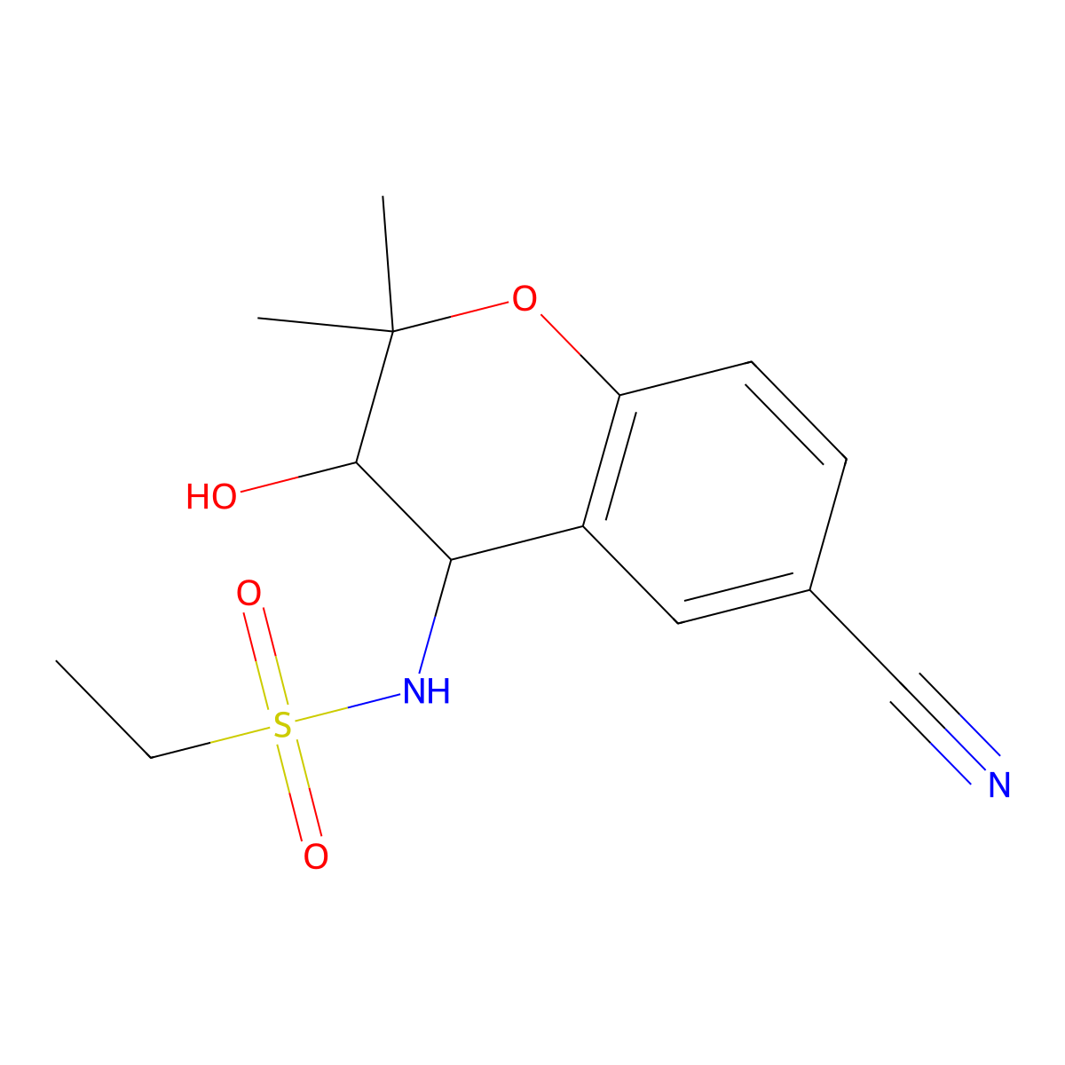 N-[(3S,4R)-6-Cyano-3,4-dihydro-3-hydroxy-2,2-dimethyl-2H-1-benzopyran-4-yl]ethanesulfonamide molecular structure, CAS 330581-13-0