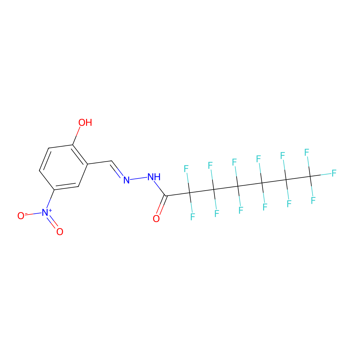Perfluoroheptanoic acid 2-[(2-hydroxy5-nitrophenyl)methylene]hydrazide molecular structure, CAS 330591-09-8