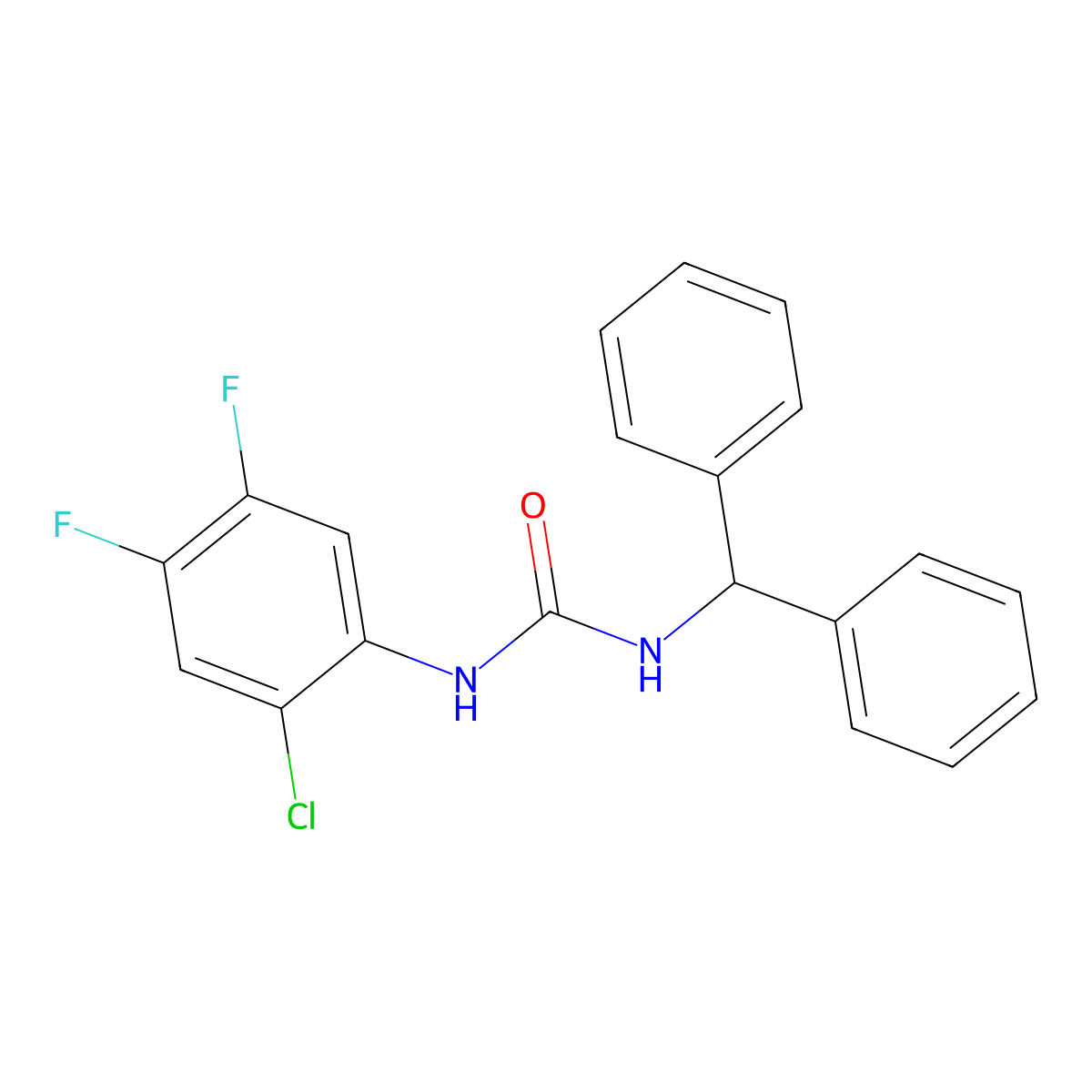 1-Benzhydryl-3-(2-chloro-4,5-difluorophenyl)urea molecular structure, CAS 330591-34-9
