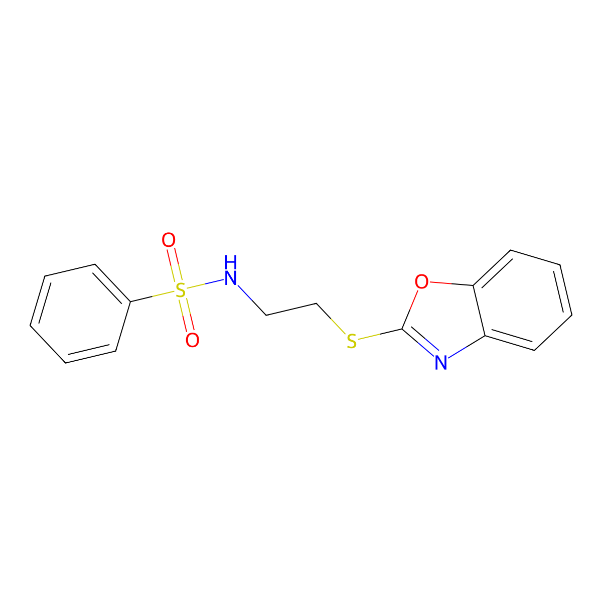 N-[2-(1,3-Benzoxazol-2-ylsulfanyl)ethyl]benzenesulfonamide molecular structure, CAS 330593-06-1