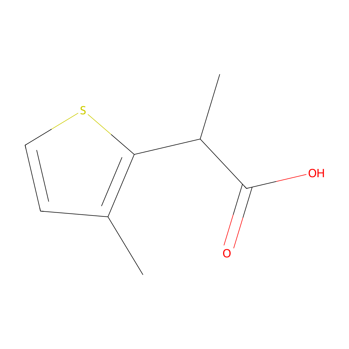 2-(3-Methylthiophen-2-yl)propanoic acid molecular structure, CAS 33061-78-8