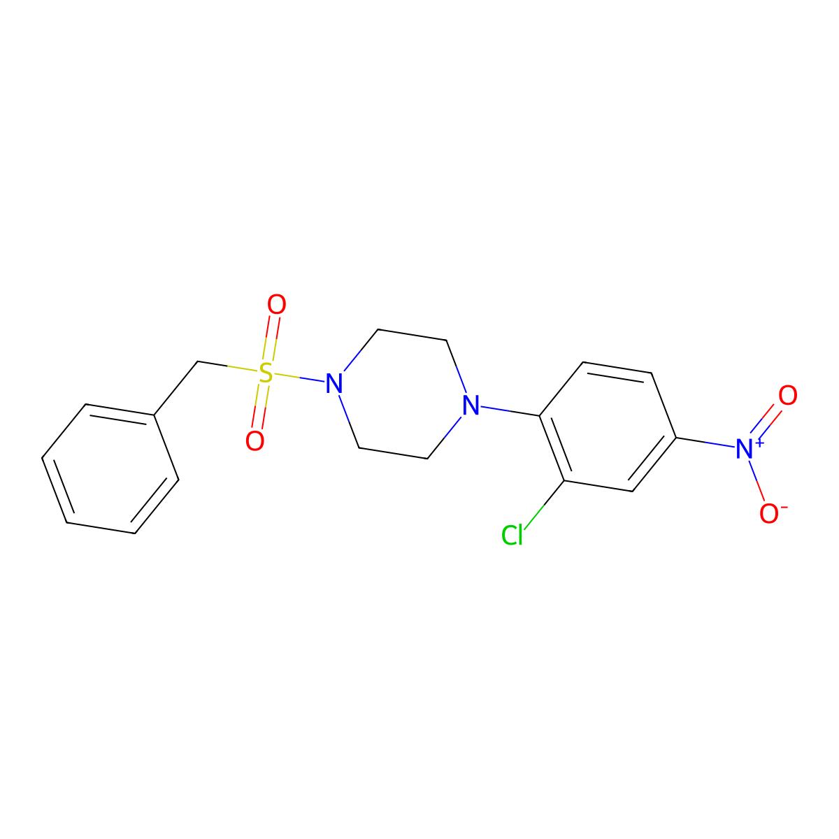 1-(Benzylsulfonyl)-4-(2-chloro-4-nitrophenyl)piperazine molecular structure, CAS 330633-74-4
