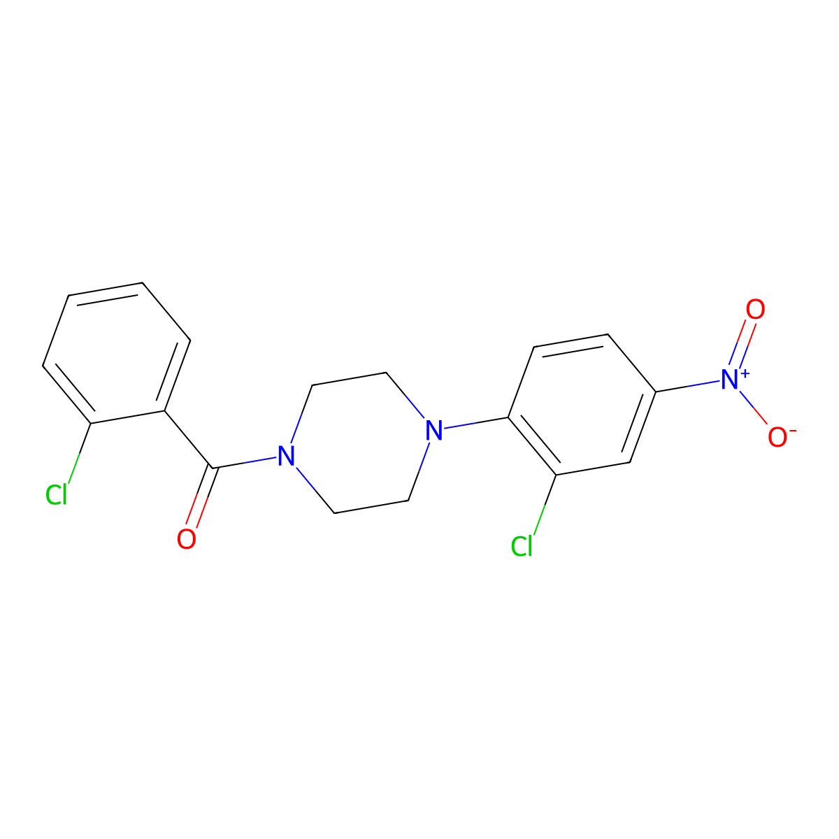 [4-(2-Chloro-4-nitrophenyl)piperazin-1-yl]-(2-chlorophenyl)methanone molecular structure, CAS 330633-78-8