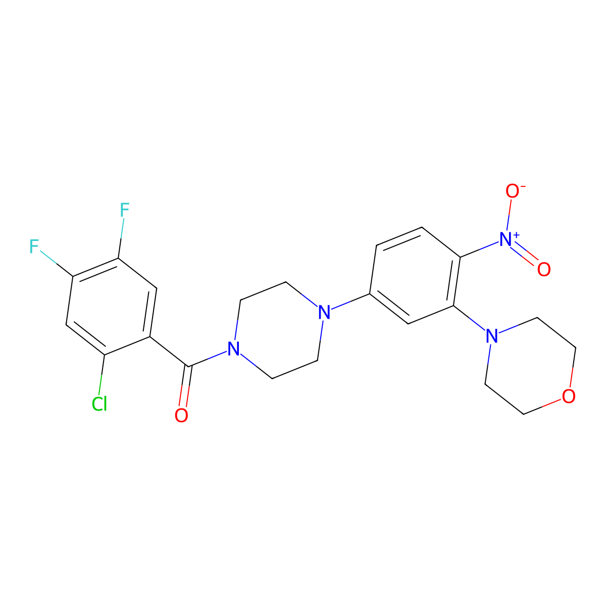 (2-Chloro-4,5-difluorophenyl)-[4-(3-morpholin-4-yl-4-nitrophenyl)piperazin-1-yl]methanone molecular structure, CAS 330633-85-7