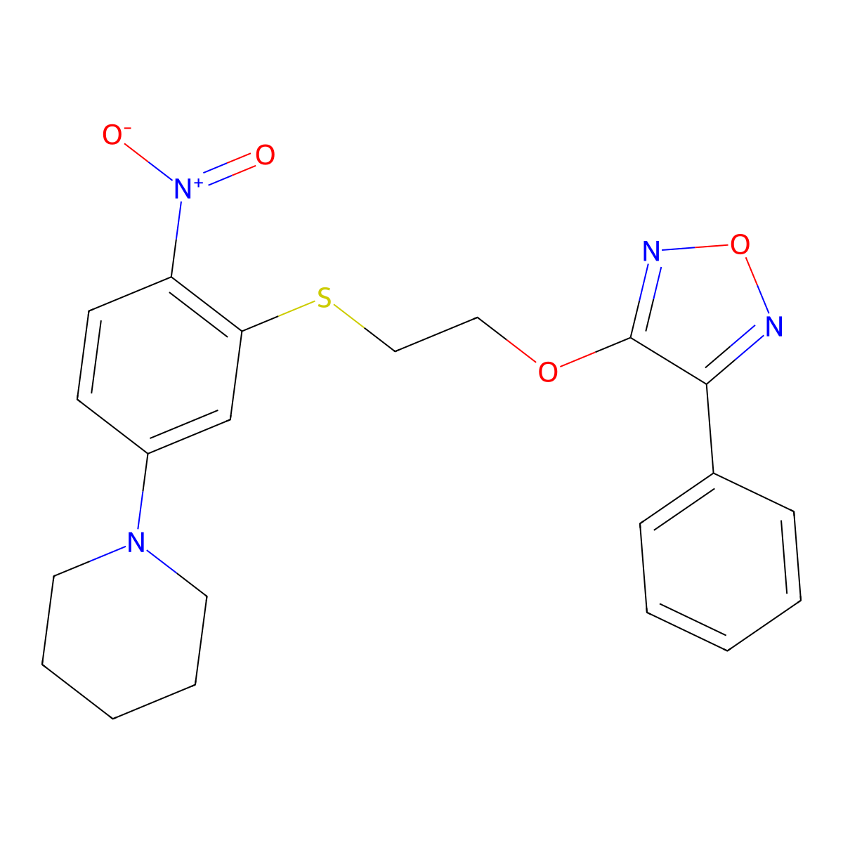 1-[4-Nitro-3-({2-[(4-phenyl-1,2,5-oxadiazol-3-yl)oxy]ethyl}sulfanyl)phenyl]piperidine molecular structure, CAS 330633-92-6