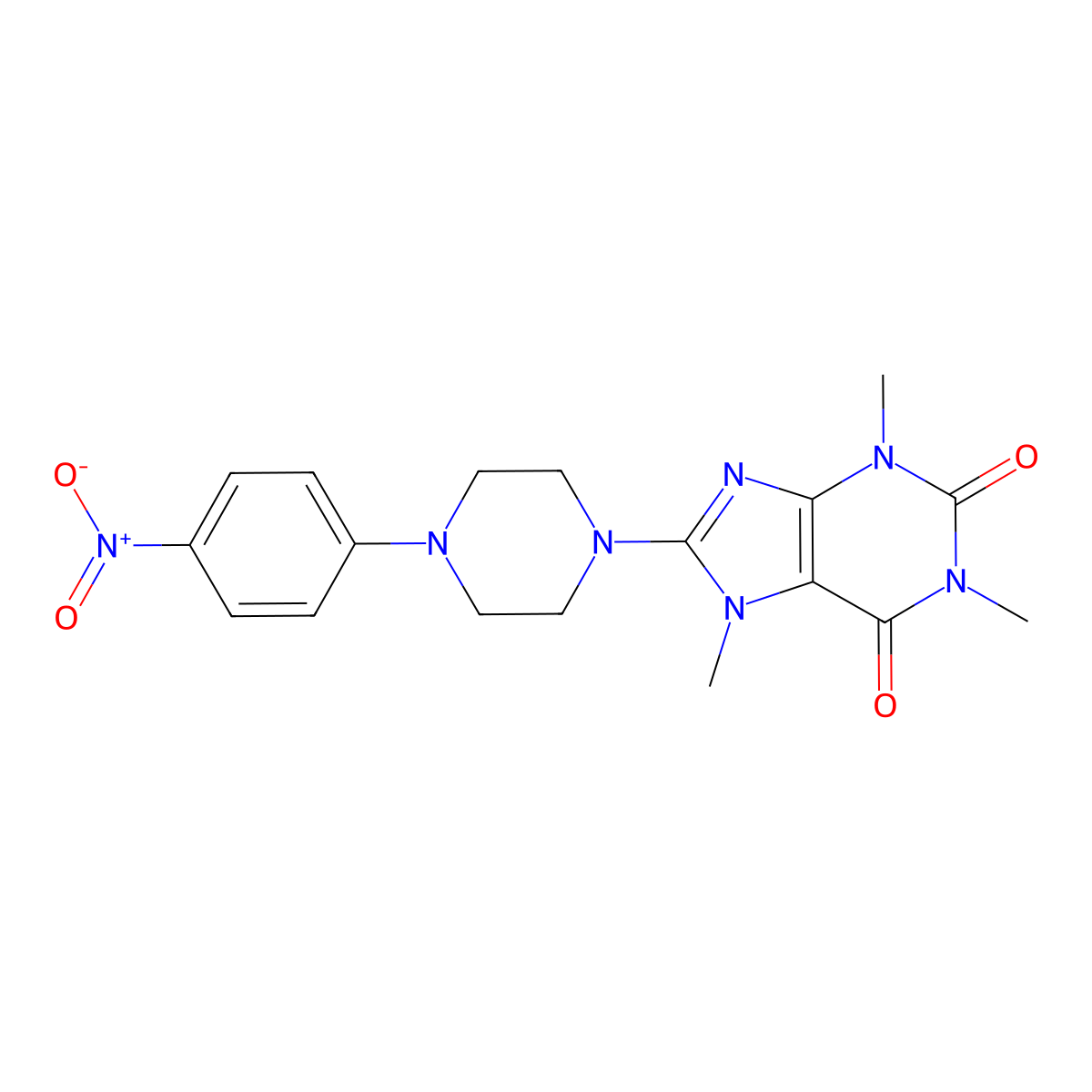 1,3,7-Trimethyl-8-[4-(4-nitrophenyl)piperazin-1-yl]purine-2,6-dione molecular structure, CAS 330633-97-1
