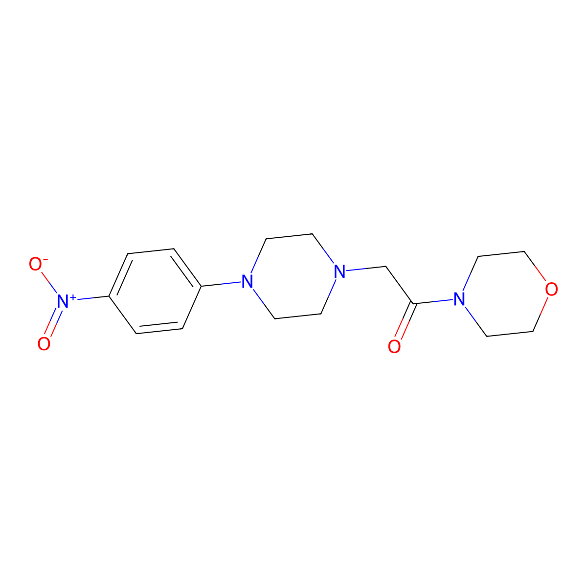 1-Morpholin-4-yl-2-[4-(4-nitrophenyl)piperazin-1-yl]ethanone molecular structure, CAS 330633-98-2