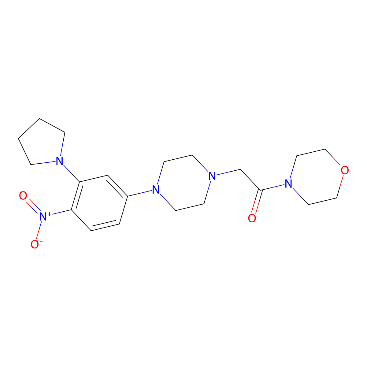 1-Morpholin-4-yl-2-[4-(4-nitro-3-pyrrolidin-1-ylphenyl)piperazin-1-yl]ethanone molecular structure, CAS 330633-99-3