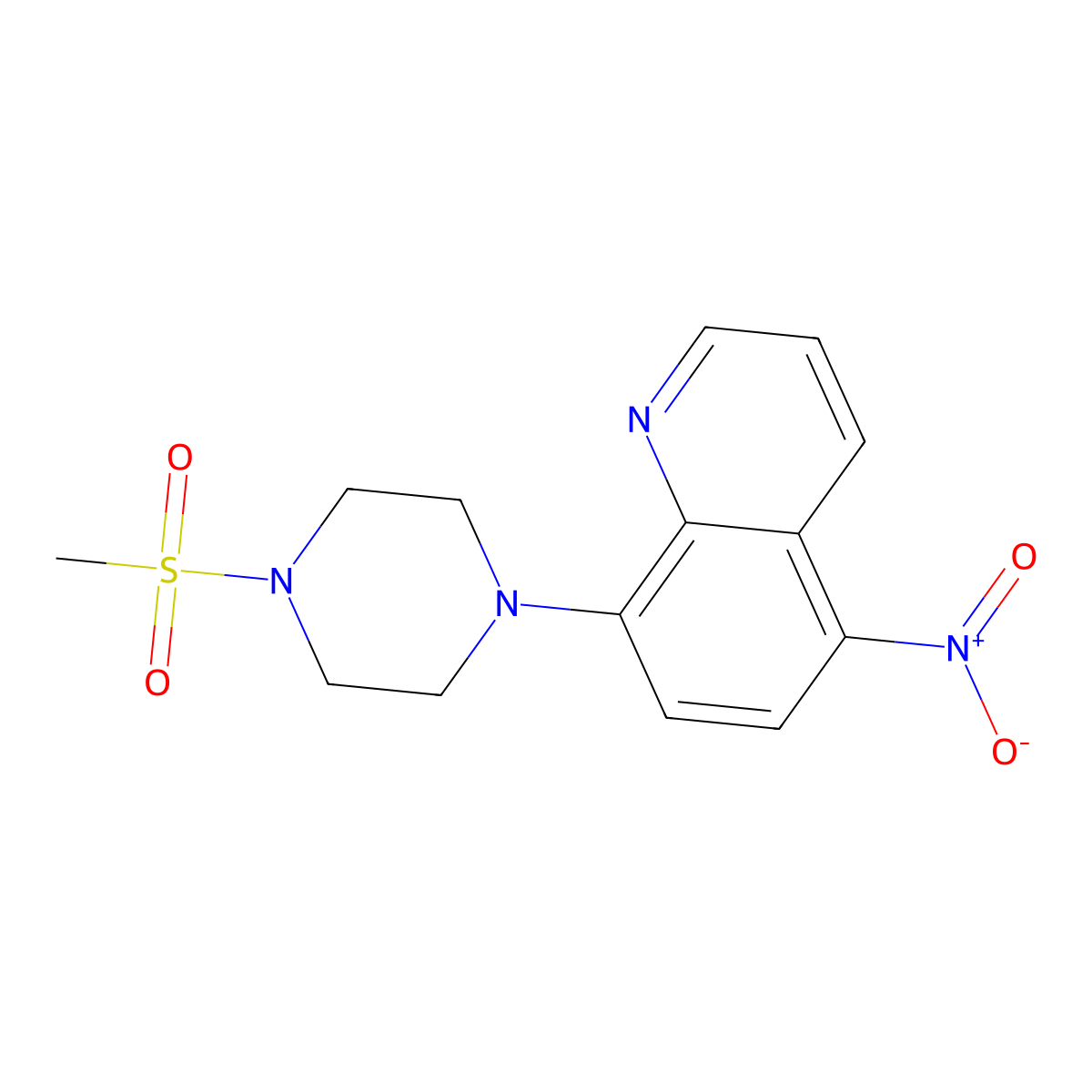 8-(4-Methylsulfonylpiperazin-1-yl)-5-nitroquinoline molecular structure, CAS 330634-07-6