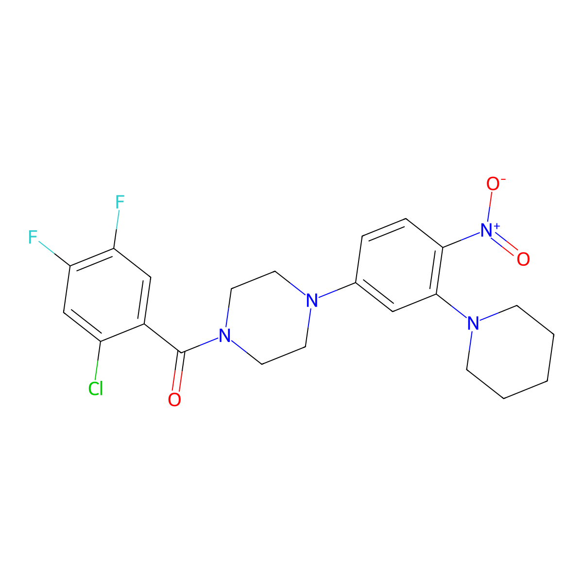 (2-Chloro-4,5-difluorophenyl)-[4-(4-nitro-3-piperidin-1-ylphenyl)piperazin-1-yl]methanone molecular structure, CAS 330634-12-3