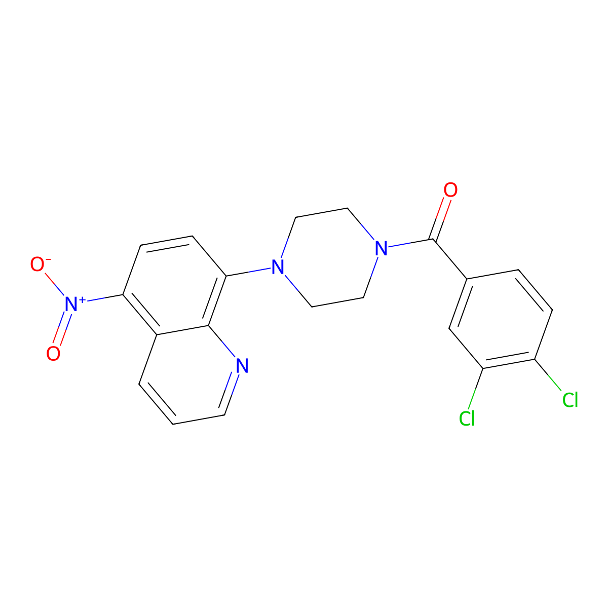 (3,4-Dichlorophenyl)-[4-(5-nitroquinolin-8-yl)piperazin-1-yl]methanone molecular structure, CAS 330634-13-4