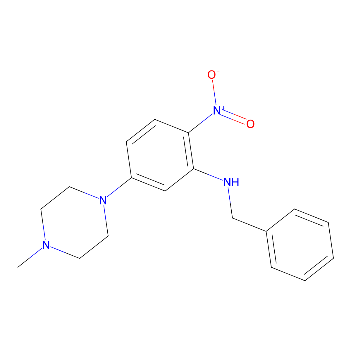 N-benzyl-5-(4-methylpiperazin-1-yl)-2-nitroaniline molecular structure, CAS 330634-15-6