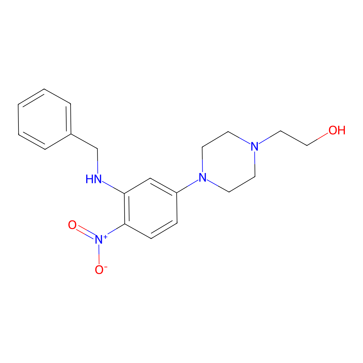 2-[4-[3-(Benzylamino)-4-nitrophenyl]piperazin-1-yl]ethanol molecular structure, CAS 330634-16-7