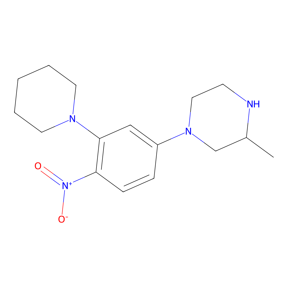 3-Methyl-1-(4-nitro-3-piperidin-1-ylphenyl)piperazine molecular structure, CAS 330634-17-8