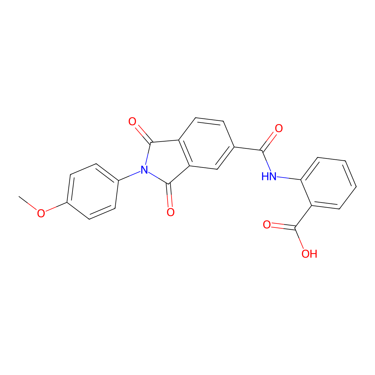 2-({[2-(4-methoxyphenyl)-1,3-dioxo-2,3-dihydro-1H-isoindol-5-yl]carbonyl}amino)benzoic acid molecular structure, CAS 330634-58-7