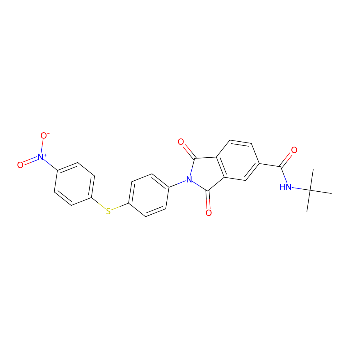 N-tert-butyl-2-[4-(4-nitrophenyl)sulfanylphenyl]-1,3-dioxoisoindole-5-carboxamide molecular structure, CAS 330634-63-4