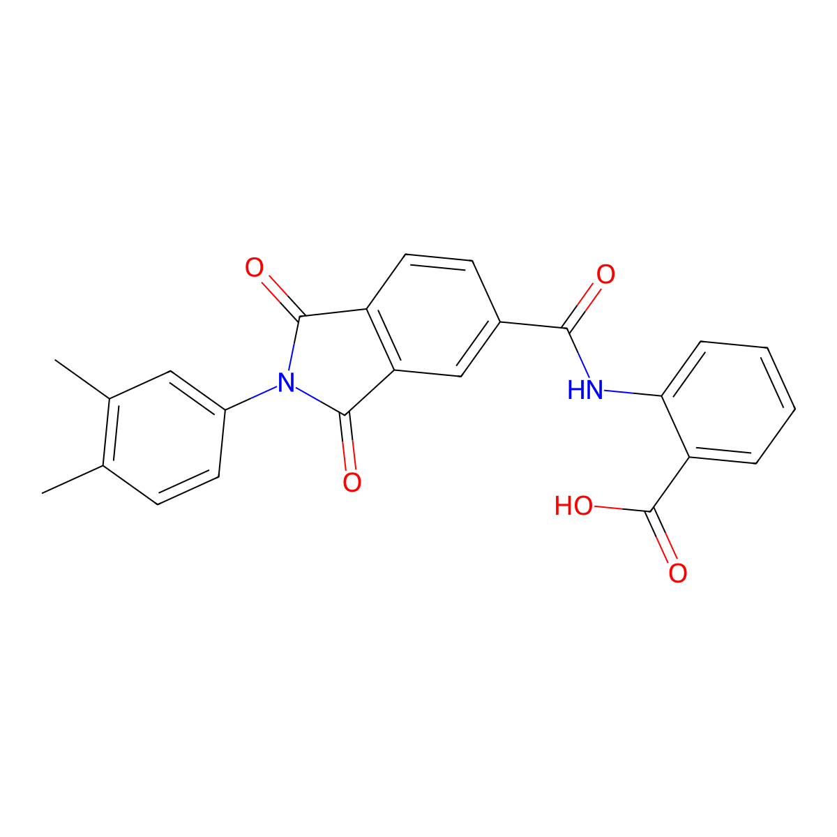 2-({[2-(3,4-dimethylphenyl)-1,3-dioxo-2,3-dihydro-1H-isoindol-5-yl]carbonyl}amino)benzoic acid molecular structure, CAS 330634-72-5