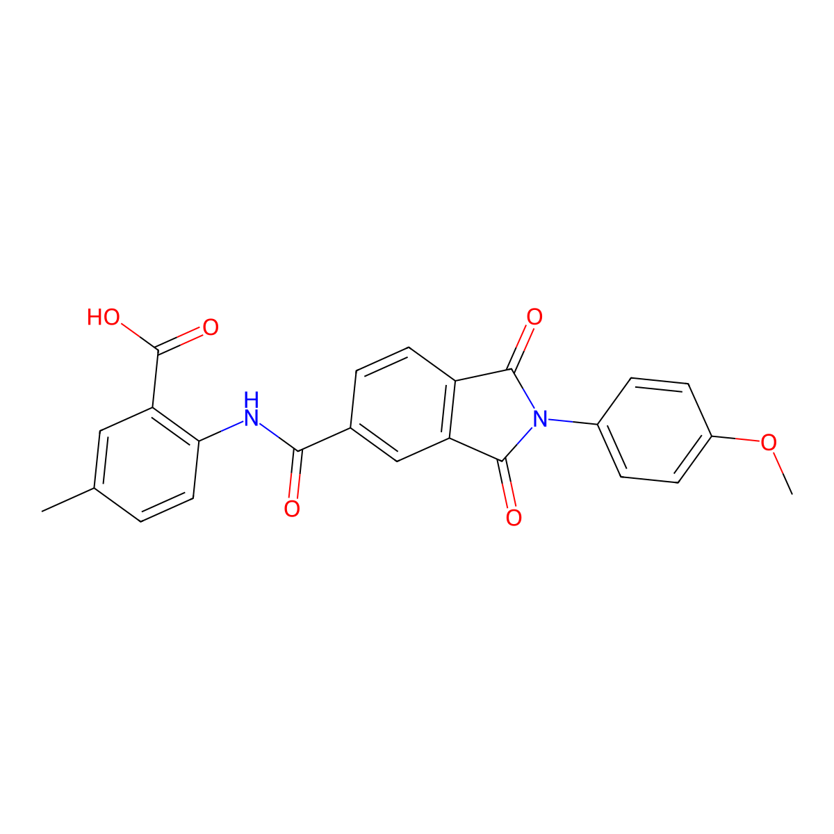 2-({[2-(4-methoxyphenyl)-1,3-dioxo-2,3-dihydro-1H-isoindol-5-yl]carbonyl}amino)-5-methylbenzoic acid molecular structure, CAS 330634-93-0