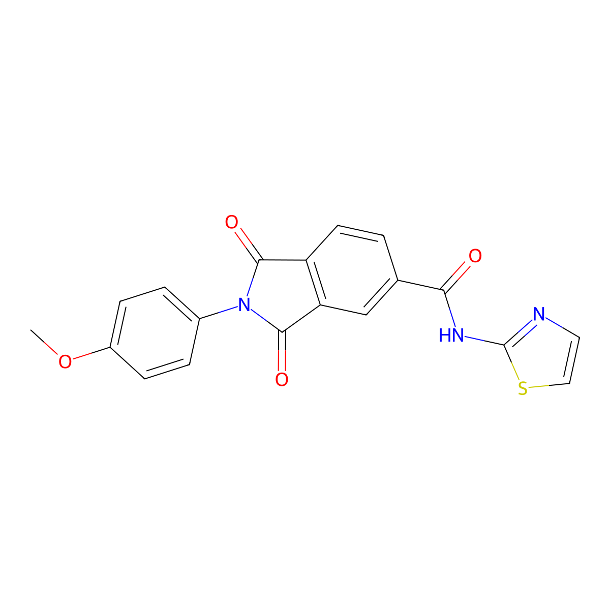 2-(4-methoxyphenyl)-1,3-dioxo-N-(1,3-thiazol-2-yl)isoindole-5-carboxamide molecular structure, CAS 330635-12-6