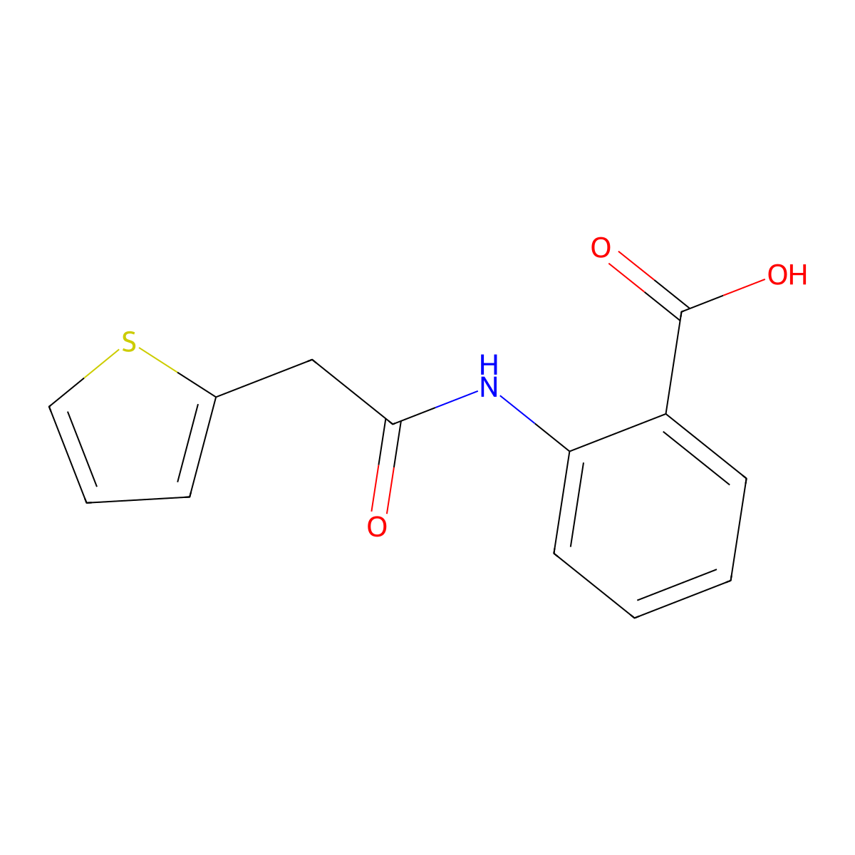2-(2-Thiophen-2-yl-acetylamino)-benzoic acid molecular structure, CAS 330635-60-4
