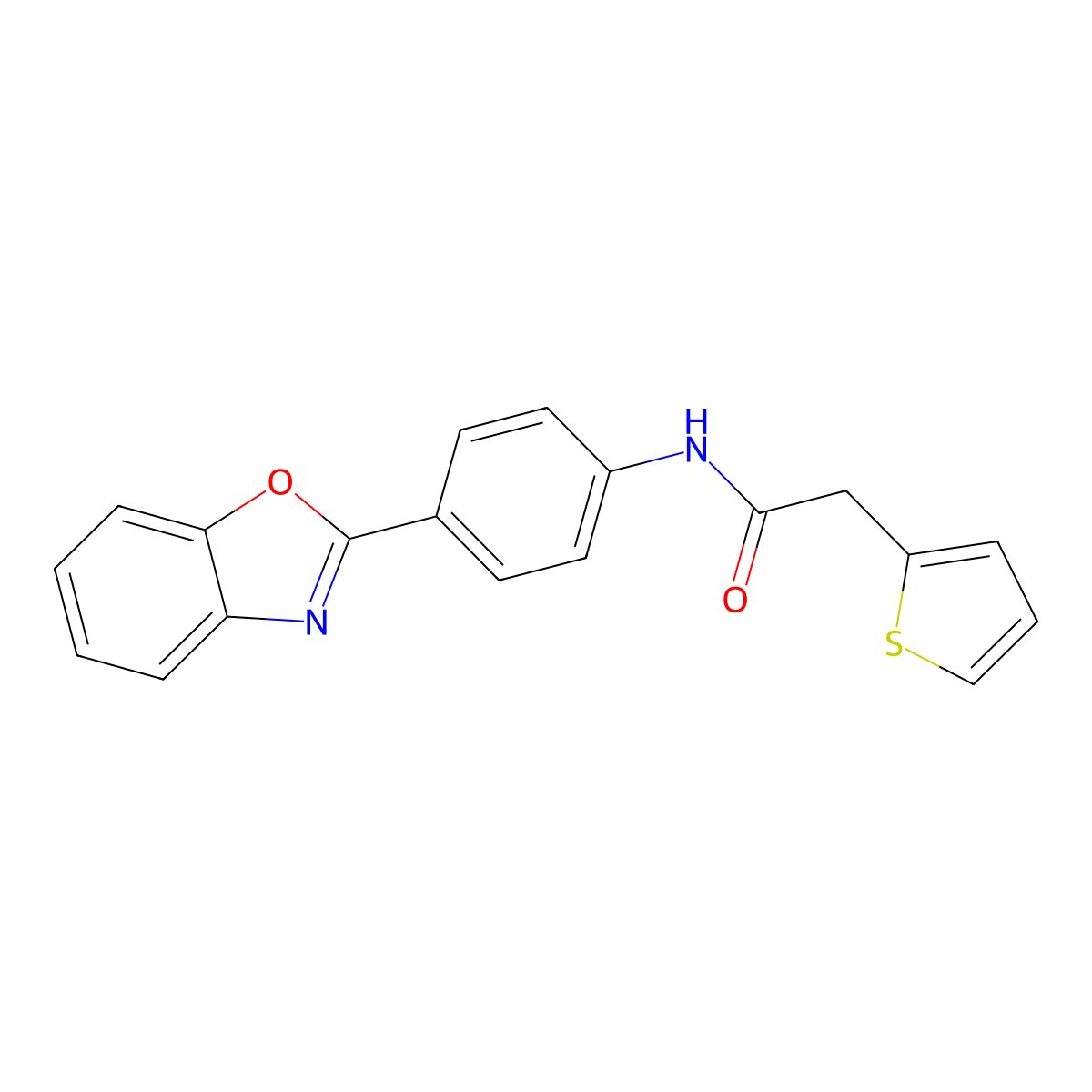 N-[4-(1,3-benzoxazol-2-yl)phenyl]-2-thiophen-2-ylacetamide molecular structure, CAS 330635-63-7