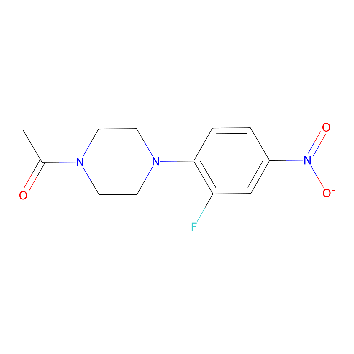 1-Acetyl-4-(2-fluoro-4-nitrophenyl)piperazine molecular structure, CAS 330636-42-5