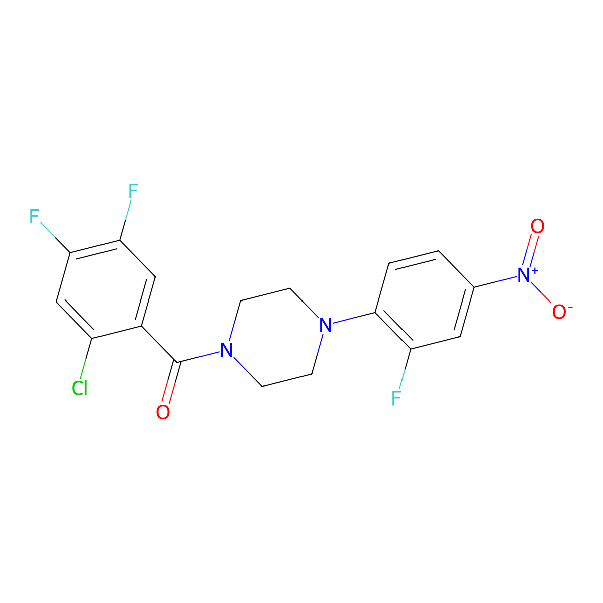 1-(2-Chloro-4,5-difluorobenzoyl)-4-(2-fluoro-4-nitrophenyl)piperazine molecular structure, CAS 330636-43-6