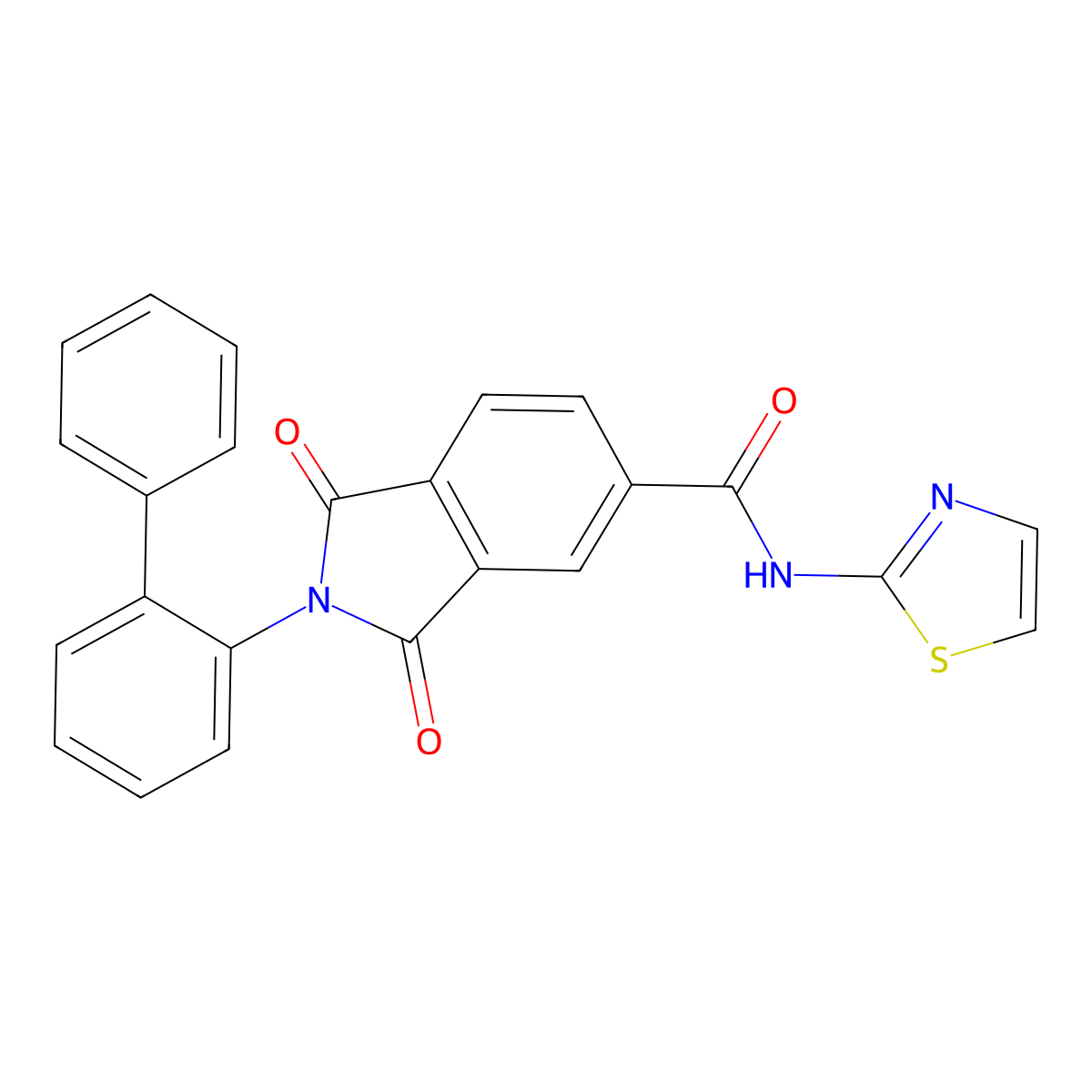 1,3-dioxo-2-(2-phenylphenyl)-N-(1,3-thiazol-2-yl)isoindole-5-carboxamide molecular structure, CAS 330638-11-4