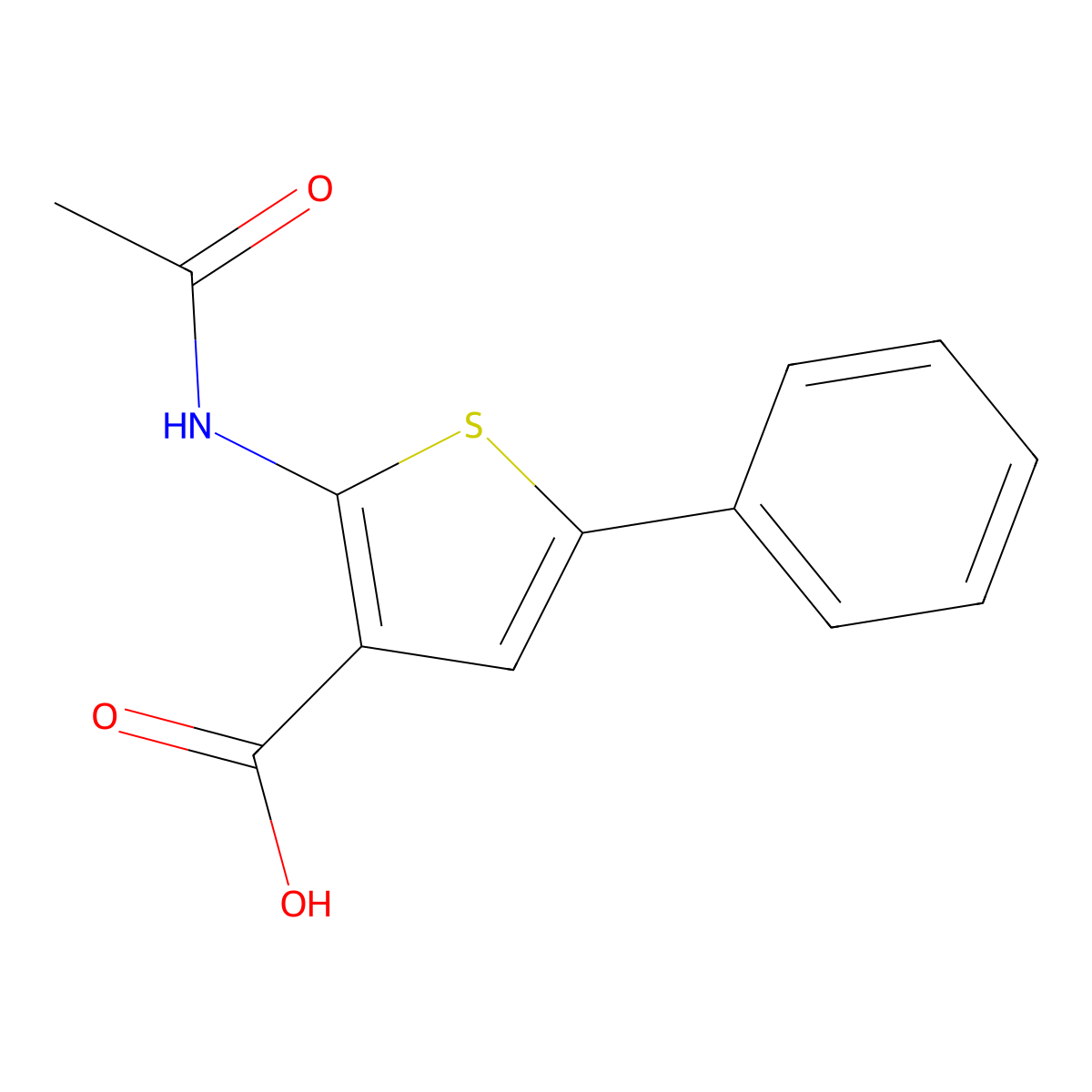 2-Acetamido-5-phenylthiophene-3-carboxylic acid molecular structure, CAS 330638-39-6