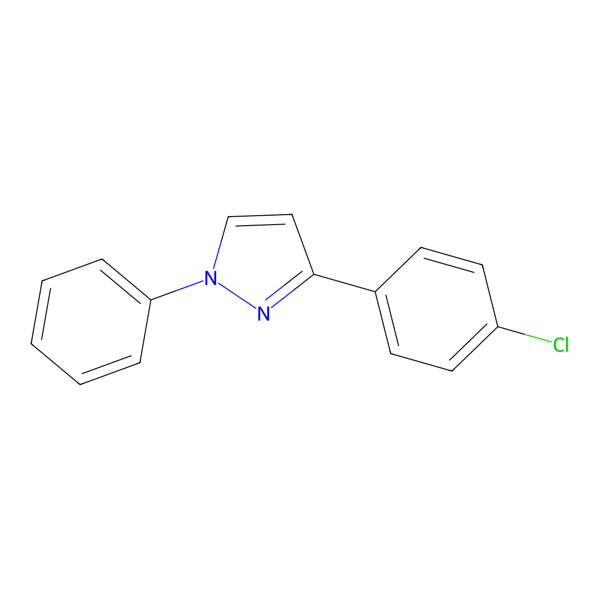 3-(4-Chlorophenyl)-1-phenyl-1H-pyrazole molecular structure, CAS 33064-19-6