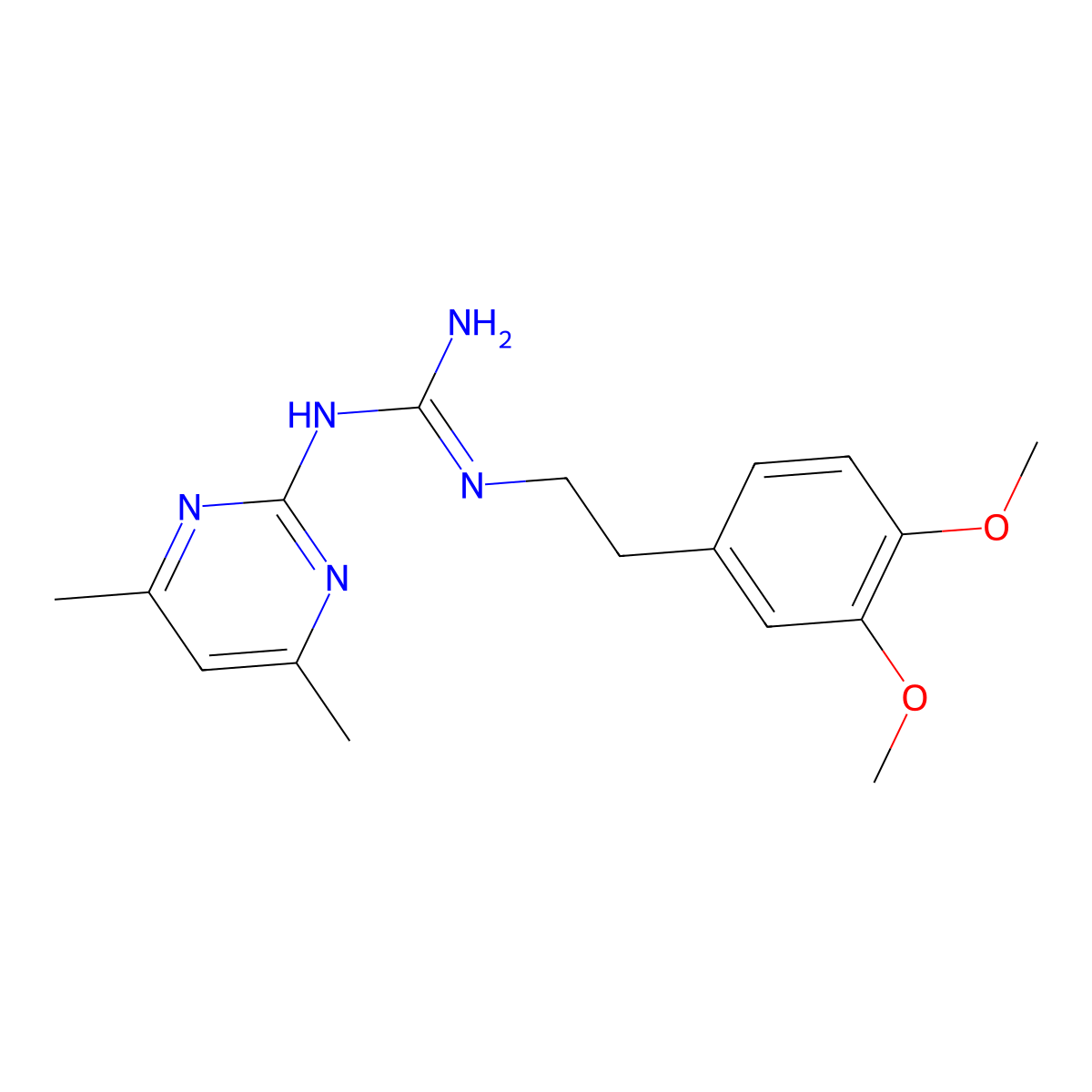 N-[2-(3,4-Dimethoxy-phenyl)-ethyl]-N'-(4,6-dimethyl-pyrimidin-2-yl)-guanidine molecular structure, CAS 330643-59-9