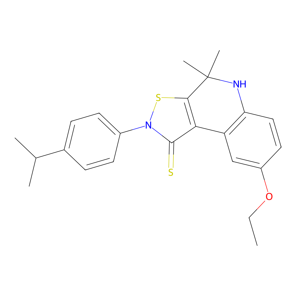 8-ethoxy-4,4-dimethyl-2-[4-(propan-2-yl)phenyl]-4,5-dihydro[1,2]thiazolo[5,4-c]quinoline-1(2H)-thione molecular structure, CAS 330643-60-2
