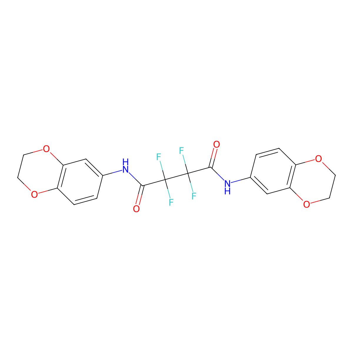 N,N'-bis(2,3-dihydro-1,4-benzodioxin-6-yl)-2,2,3,3-tetrafluorobutanediamide molecular structure, CAS 330644-32-1