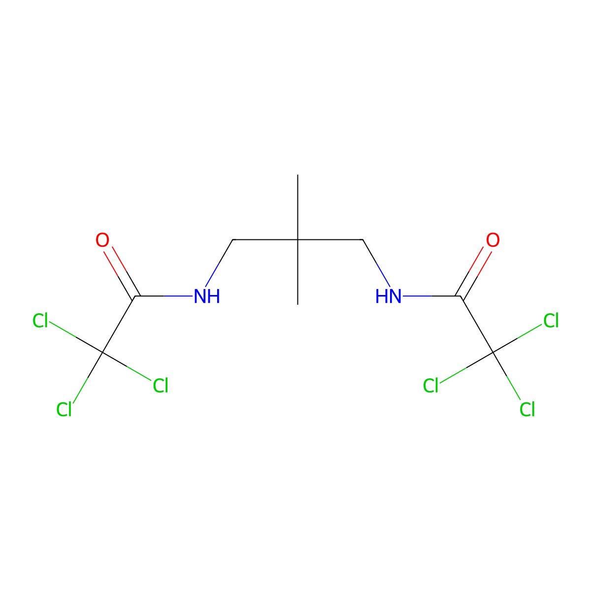 2,2,2-trichloro-N-[2,2-dimethyl-3-[(2,2,2-trichloroacetyl)amino]propyl]acetamide molecular structure, CAS 330644-77-4